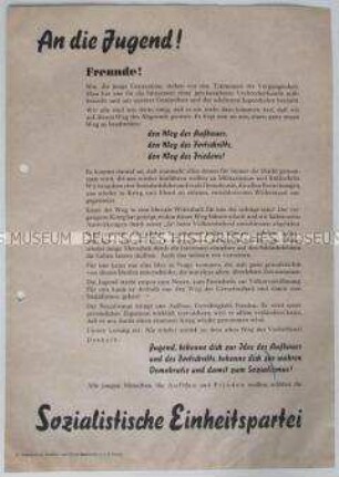 Wahlaufruf der SED an die Jugend zu den Gemeindewahlen 1946