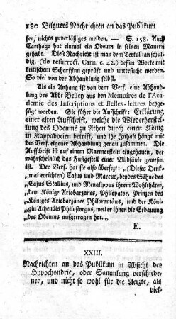 Nachrichten an das Publikum in Absicht der Hypochondrie.