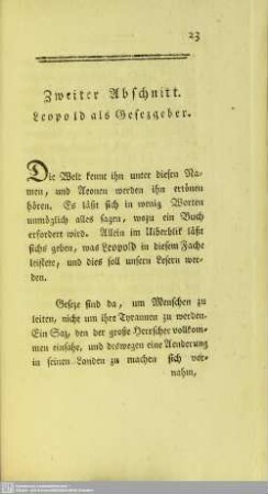 Zweiter Abschnitt. Leopold als Gesezgeber