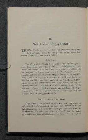 III. Wert des Triptychons.