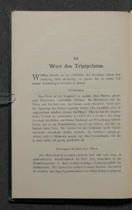 III. Wert des Triptychons.