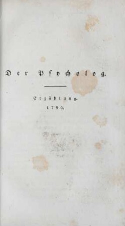 Der Psycholog. Erzählung. 1796