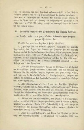 II. Periodisch erscheinende Zeitschriften für Innere Mission
