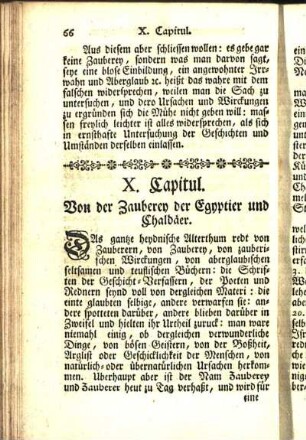 X. Capitul. Von der Zauberey der Egyptier und Chaldäer.