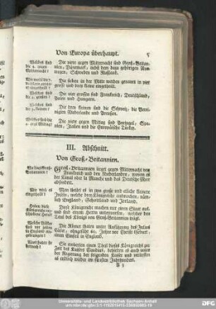 III. Abschnitt. Von Groß-Britannien.
