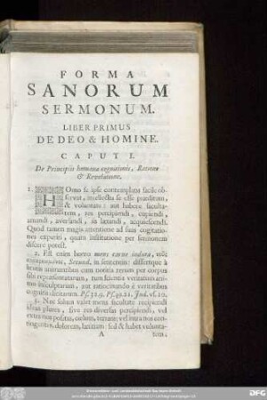 Liber Primus. De Deo & Homine.