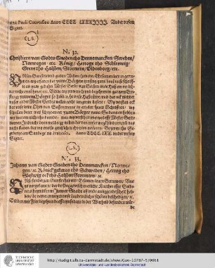 No. 32. Christiern van Godts Gnaden tho Dennemarcken/Sweden/Norwegen etc. König/Hertoge tho Schleswig Grevetho Holsten/Stormern/Oldenborg/etc.