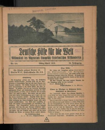 Nr. 3/4. März/April 1918. 34. Jahrgang