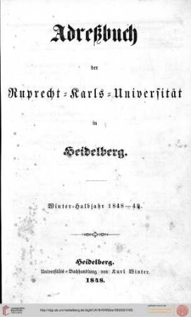 Wintersemester 1848/1849