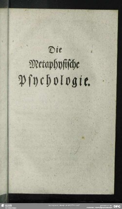 Die Metaphysische Psychologie