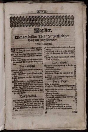 Register. Uber den dritten Theil/ der vollständigen Hauß- und Land-Bibliothec