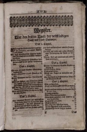 Register. Uber den dritten Theil/ der vollständigen Hauß- und Land-Bibliothec