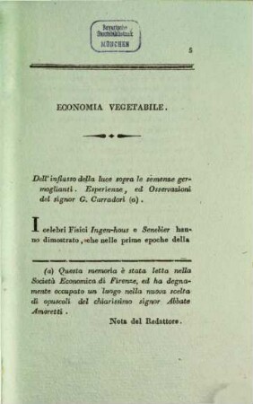 Biblioteca di campagna o sia Raccolta di memorie, osservazioni ed esperienze agrarie, 7. 1806