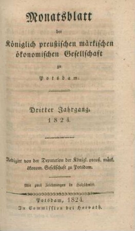 3.1824: Monatsblatt der Königlich preußischen märkischen ökonomischen Gesellschaft zu Potsdam