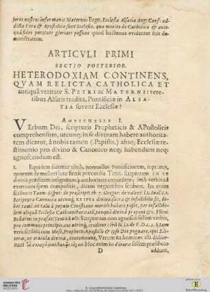 Articuli primi sectio posterior