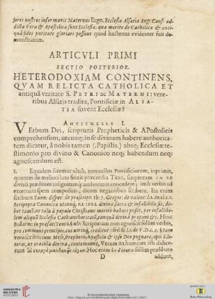 Articuli primi sectio posterior