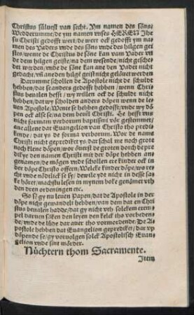Nüchtern thom Sacramente.