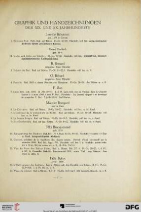 Graphik und Handzeichnungen des XIX. und XX. Jahrhunderts (Nr. 1-223)
