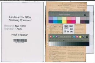 Entnazifizierung Friedrich Hoof , geb. 08.03.1891 (Schreiner)