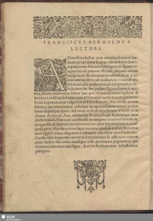 Franciscus Beroaldus Lectori