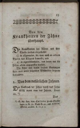 I. Von den natürlichen Zahnen. - Reinigung der Zähne.