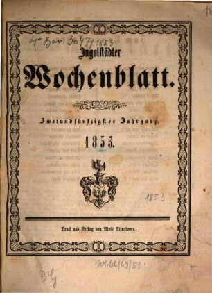 Ingolstädter Wochen-Blatt. 52. 1853