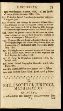 IX. Philosphici, Juridici, Mathematici