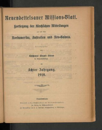8.1918: Neuendettelsauer Missionsblatt