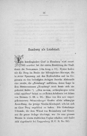 Hamburg als Landstadt.