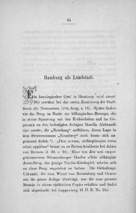 Hamburg als Landstadt.