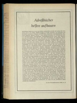Adreßbücher helfen aufbauen