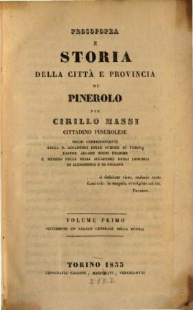Prosopopea e storia della città e provincia di Pinerolo. 1