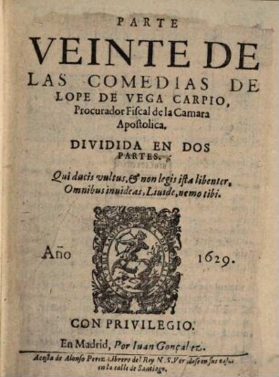 Comedias De Lope De Vega Carpio, 20
