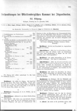 82. Sitzung, Stuttgart, 21.11.1899