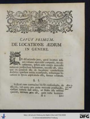 Caput Primum. De Locatione Aedium In Genere.