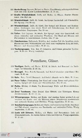 Porzellane, Gläser (213-268)