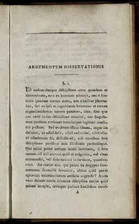 Argumentum Dissertationis.