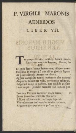 P. Virgilii Maronis Aeneidos Liber VII. = Der Aeneis des P. Virgilius Maro Siebentes Buch.
