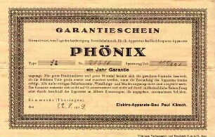 PHÖNIX GARANTIESCHEIN