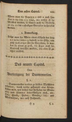 Das neunte Capitel. Von Verfertigung der Daumenwellen