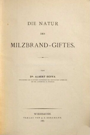 Die Natur des Milzbrand-Giftes