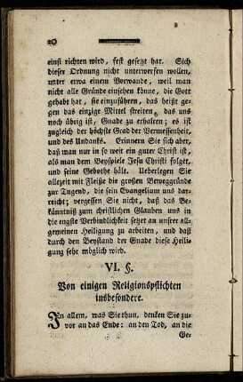 VI. §. Von einigen Religionspflichten insbesondere.