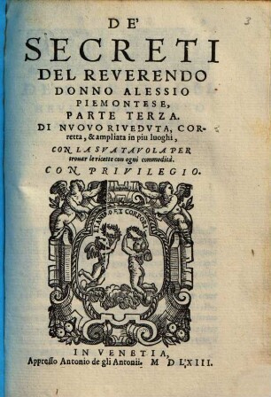 De'Secreti Del Reverendo Donno Alessio Piemontese, 3
