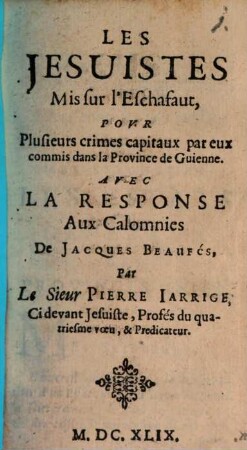 Les Jesuites mis sur l'echafaut