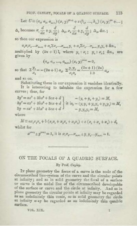 ON THE FOCALS OF A QUADRIC SURFACE.
