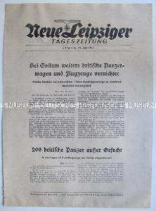 Extrablatt der "Neuen Leipziger Tageszeitung" zu weiteren Gefechten bei Sollum/Ägypten