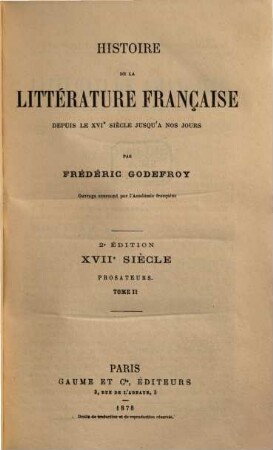 Histoire de la littérature française depuis le XVIe siècle jusqu' à nos jours. 3,2