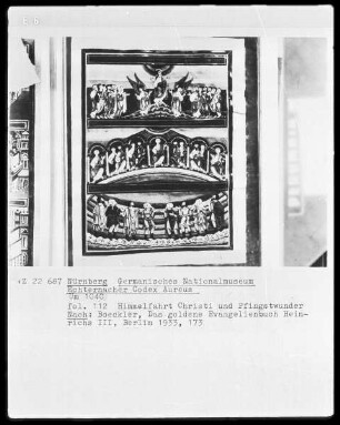 Das Goldene Evangelienbuch von Echternach — Bildseite mit Szenen aus der Apostelgeschichte, Folio 112 recto