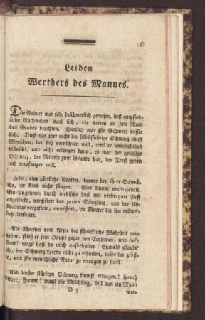 Leiden Werthers des Mannes