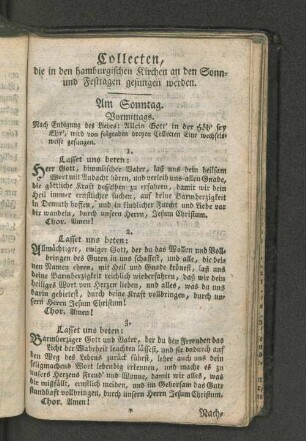 [Collecten, die den hamburgischen Kirchen an den Sonn- und Festtagen gesungen werden.]